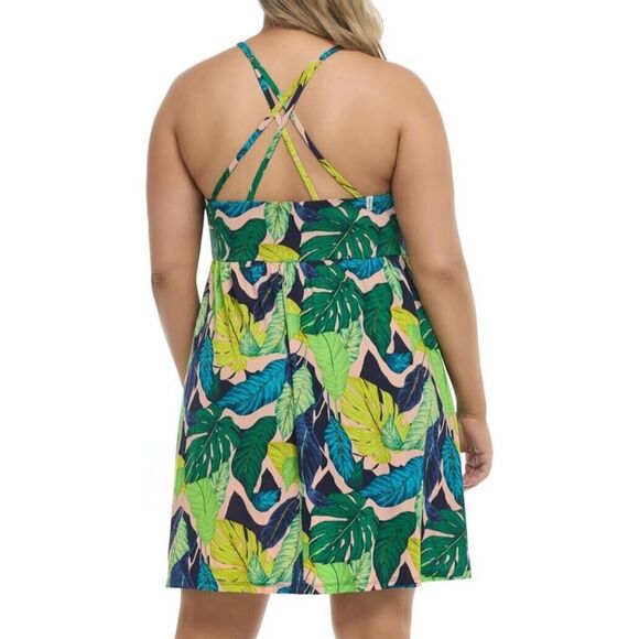 Body Glove Women's Sz XL Manoa Falls Leaf Print Swimsuit Cover Up Ivy Dress - Picture 7 of 7